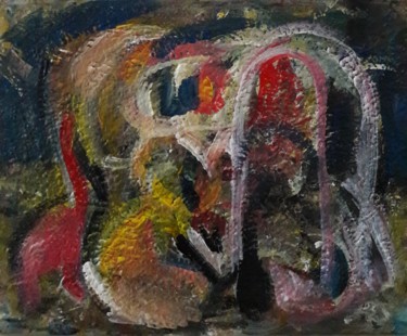 Malerei mit dem Titel "femme mélancolique" von Sam Keusseyan, Original-Kunstwerk, Acryl