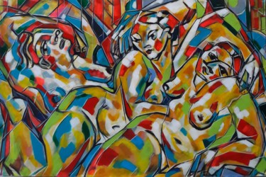 Pintura intitulada "Trois femmes dans m…" por Sam Keusseyan, Obras de arte originais, Acrílico