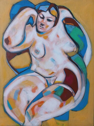 Painting titled "" femme qui sait do…" by Sam Keusseyan, Original Artwork, Acrylic