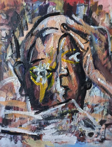 Painting titled "Picasso en pensant.…" by Sam Keusseyan, Original Artwork, Acrylic