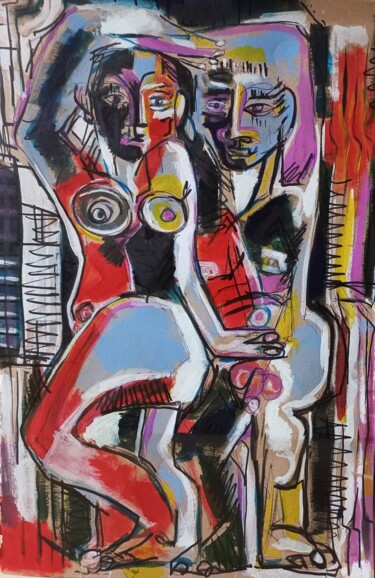 Painting titled "" nous deux " 1" by Sam Keusseyan, Original Artwork, Acrylic