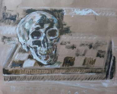 Pintura intitulada "" crâne sur échec "" por Sam Keusseyan, Obras de arte originais, Acrílico