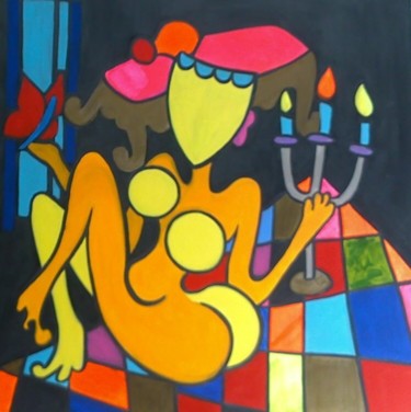 Painting titled ""La bourgeoise "" by Sam Keusseyan, Original Artwork, Acrylic