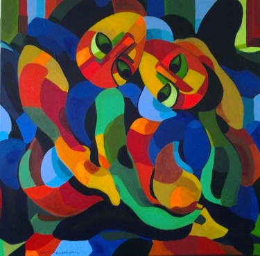 Peinture intitulée ""Mon coeur amoureux…" par Sam Keusseyan, Œuvre d'art originale, Acrylique