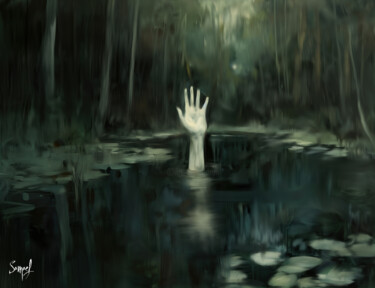 Arts numériques intitulée "Dark Water" par Samael, Œuvre d'art originale, Peinture numérique