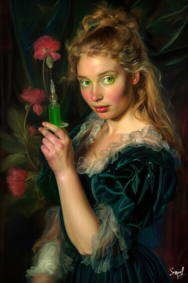 Digital Arts titled "Green Lights (in He…" by Samael, Original Artwork, Digital Painting