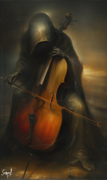 Digitale Kunst mit dem Titel "Solo Cellist" von Samael, Original-Kunstwerk, Digitale Malerei