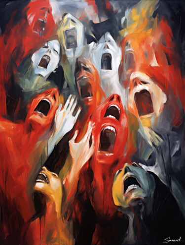 Digitale Kunst mit dem Titel "Screams" von Samael, Original-Kunstwerk, Digitale Malerei