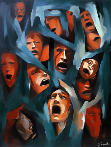 Digitale Kunst mit dem Titel "Angst" von Samael, Original-Kunstwerk, Digitale Malerei