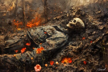 Digital Arts titled "War is Hell" by Samael, Original Artwork, Digital Painting
