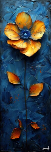 Arte digital titulada "Yellow Flower" por Samael, Obra de arte original, Pintura Digital