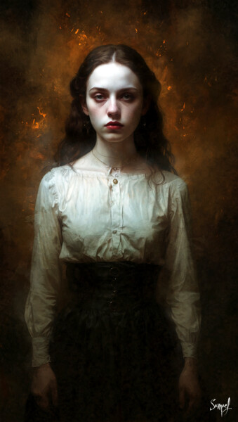 Digital Arts titled "The Lights Avoid Her" by Samael, Original Artwork, Digital Painting