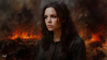 Digital Arts titled "Kamilla Burning" by Samael, Original Artwork, Digital Painting