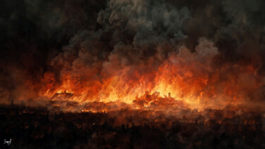 Arte digital titulada "Great Fire of Londo…" por Samael, Obra de arte original, Pintura Digital