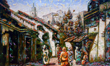 Peinture intitulée "Tableau au maroc" par Samah, Œuvre d'art originale, Acrylique