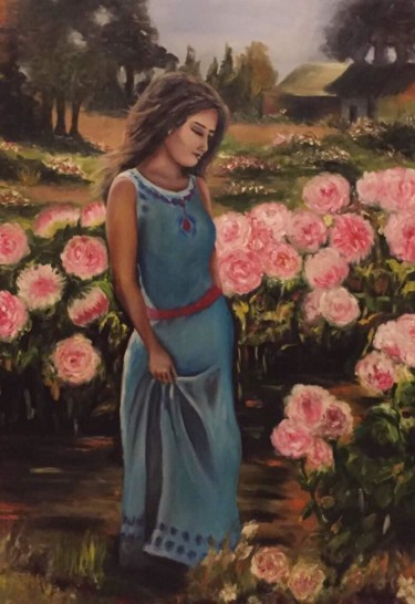 Malerei mit dem Titel "Girl" von Samaneh Aminifar, Original-Kunstwerk, Öl