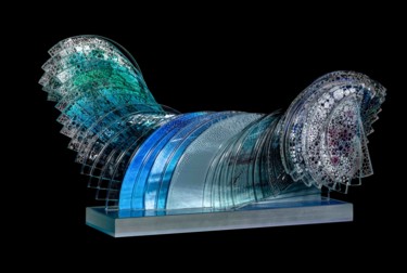 Sculpture intitulée "KILLER WAVE - Vague…" par Samantha Schmid, Œuvre d'art originale, Verre