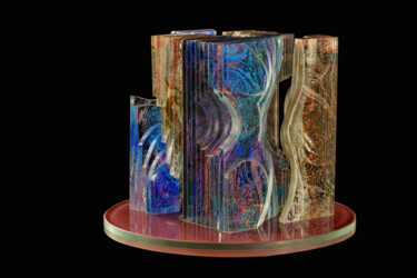 Rzeźba zatytułowany „Tectonics” autorstwa Samantha Schmid, Oryginalna praca, Szkło