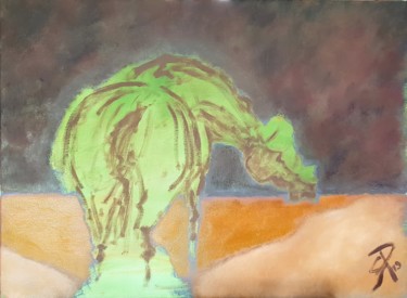 Peinture intitulée "Green horse" par Samantha Prigent, Œuvre d'art originale, Huile Monté sur Châssis en bois