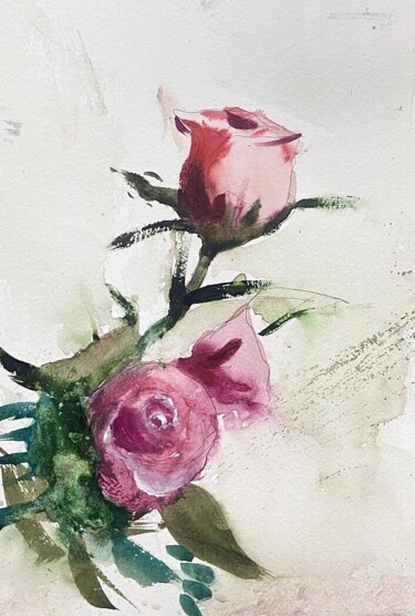 Painting titled "Rose" by Samar Alzaidy, Original Artwork, Watercolor