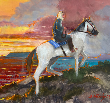Pintura intitulada "Arabian horse" por Samar Alzaidy, Obras de arte originais, Guache