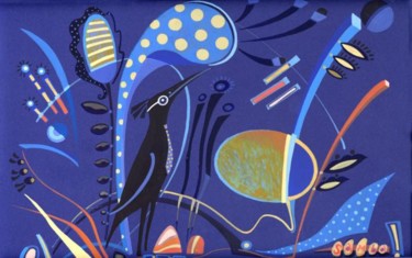 Pittura intitolato "Bird in Glasses and…" da Elena Samborskaja, Opera d'arte originale, Olio