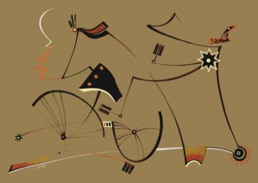 Painting titled "Antique Bicycle 3" by Elena Samborskaja, Original Artwork, Oil