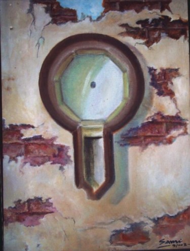 Painting titled "Broken Clock" by Sami Qureshi, Original Artwork, Oil