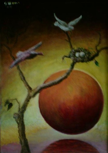 Painting titled "FLYING WINGS" by Sami Qureshi, Original Artwork, Oil