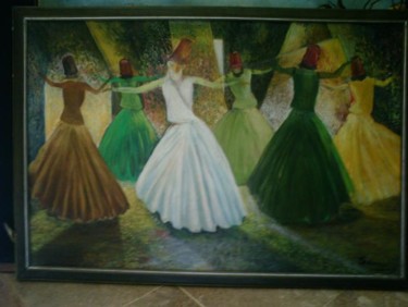 Painting titled "Whirling Dance at t…" by Sami Qureshi, Original Artwork, Oil