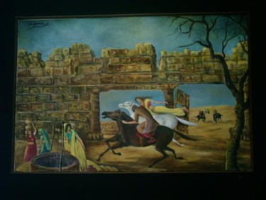 Painting titled "Elopment of Princes…" by Sami Qureshi, Original Artwork, Oil