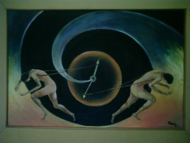 Painting titled "CIRCLE OF TIME" by Sami Qureshi, Original Artwork, Oil