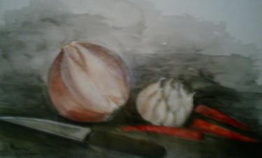 Painting titled "Onion" by Sami Qureshi, Original Artwork, Oil