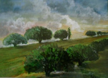 Painting titled "LANDSCAPE  (WATER C…" by Sami Qureshi, Original Artwork, Oil