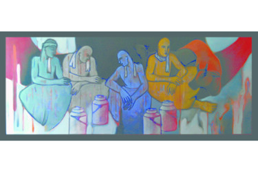 Pittura intitolato "the-milkmen.jpg" da Sameer Dixit, Opera d'arte originale, Acrilico