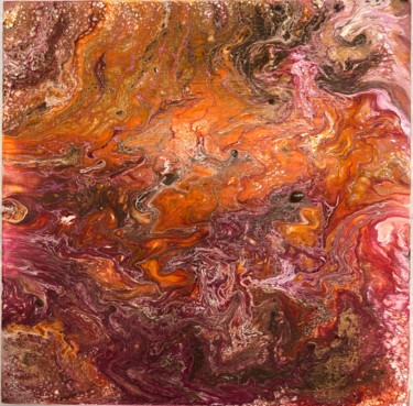 Painting titled "Feu de dragon" by Sylvie Amesse, Original Artwork, Acrylic