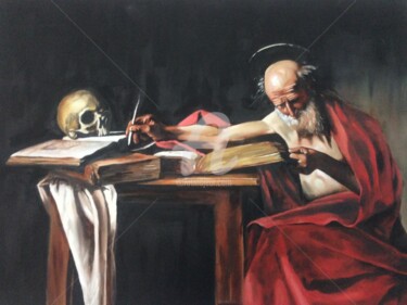 Peinture intitulée "Writing St. Jerome-…" par Samet Yaman, Œuvre d'art originale