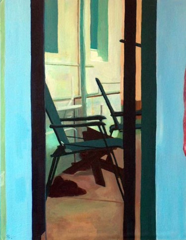 Painting titled "Out back door" by Samuel Hughes, Original Artwork, Oil