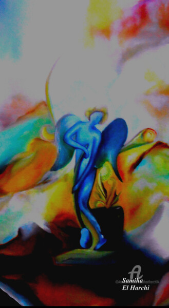 Pintura titulada "Ange" por Samiha El Harchi (Sam), Obra de arte original, Oleo Montado en Bastidor de camilla de madera