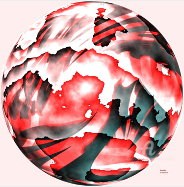 Цифровое искусство под названием "Planète rouge" - Samiha El Harchi (Sam), Подлинное произведение искусства, Цифровая живопи…