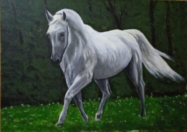 Картина под названием "белорожденная коняш…" - Шамиль Почтарев, Подлинное произведение искусства, Акрил Установлен на Деревя…