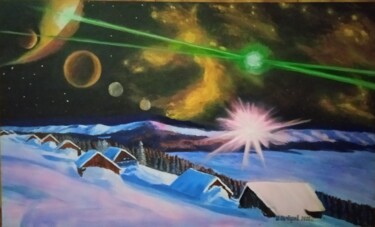 Картина под названием "рождественская звез…" - Шамиль Почтарев, Подлинное произведение искусства, Акрил