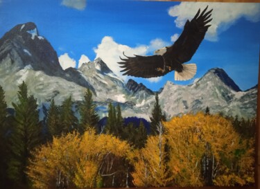 Peinture intitulée "орёл в полёте" par Shamil Pochtarev, Œuvre d'art originale, Acrylique