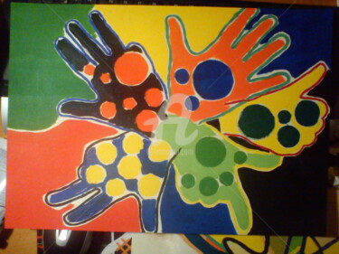 Peinture intitulée "mains-fleurs.jpg" par Saminia Maio, Œuvre d'art originale