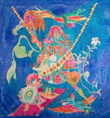 Peinture intitulée "Les fées bleues env…" par Samir Habra, Œuvre d'art originale, Autre