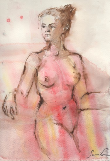 BEAUTIFUL NAKED GIRL art-411 Painting titled "BEAUTIFUL NAKED GIR…" by Samira Yanushkova, Original Art, Watercolor