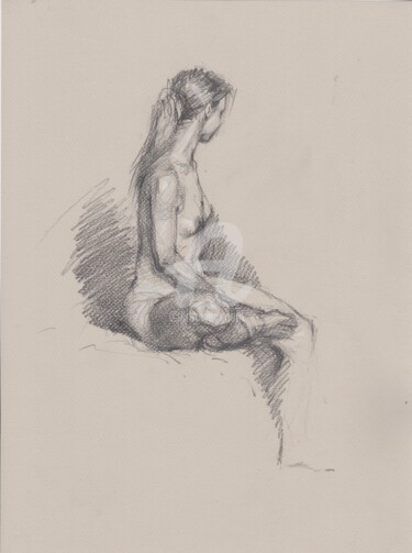 Drawing titled "Nude Julia" by Samira Yanushkova, Original Artwork, Pencil