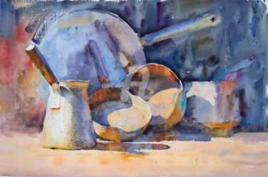 Peinture intitulée "OLD DISHES" par Samira Yanushkova, Œuvre d'art originale, Aquarelle