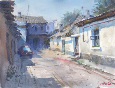 Painting titled "Old city" by Samira Yanushkova, Original Artwork, Watercolor