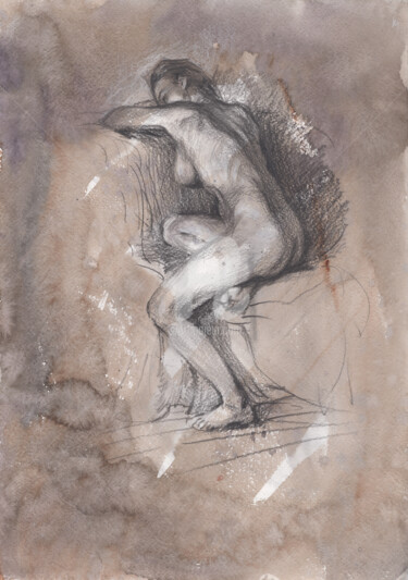 Schilderij getiteld "Nude Erotic Art Sex…" door Samira Yanushkova, Origineel Kunstwerk, Grafiet